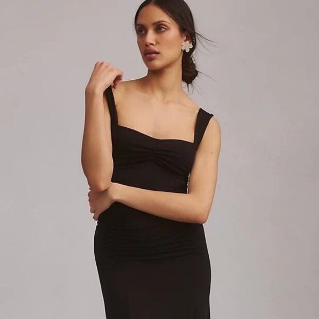 Anthropologie X Reformation Suvi Sleeveless Knit Midi Dress In Black Size L